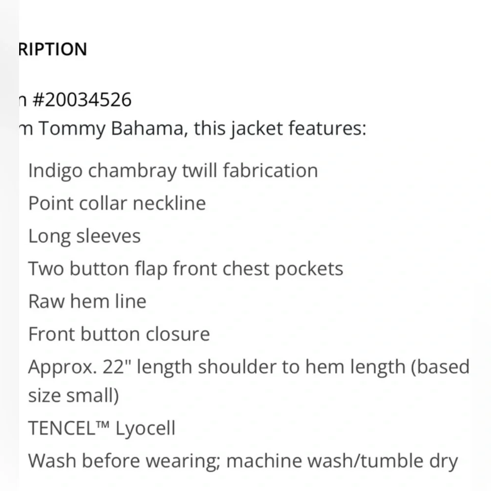 Tommy Bahama Chambray O’Lei Jean Jacket with frayed hem EUC Sz. M - Picture 7 of 7